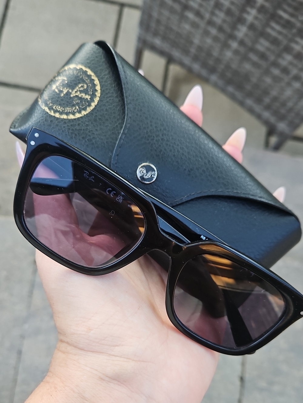 Ray-Ban Black Frame Sunglasses with Gradient Smoke Lenses